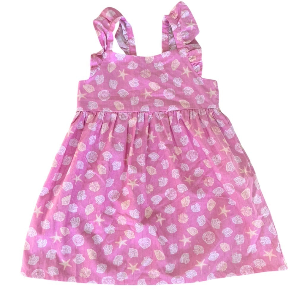 OshKosh Toddler Girl Pink Seashell Print Sundress Summer Dress beach- Size 4T